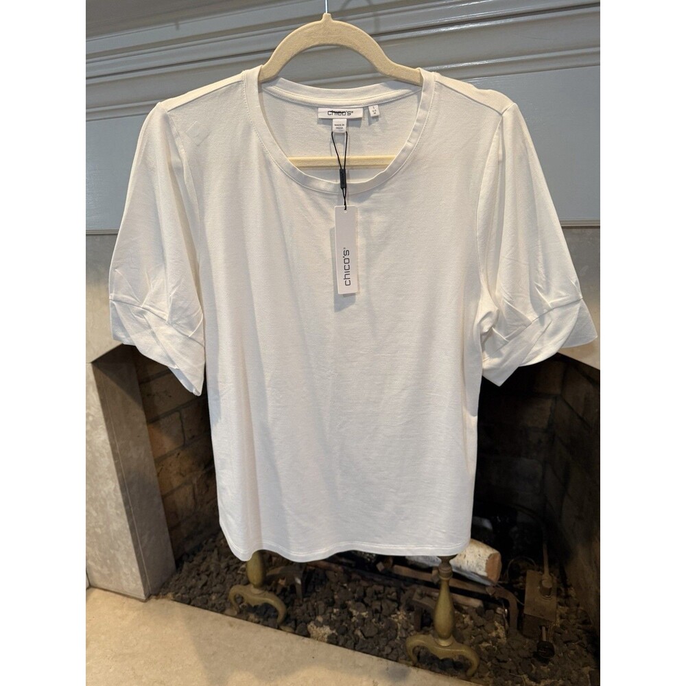 Chico’s Touch Of Cool Rolled Cuff Sleeve Top Size (1) Medium